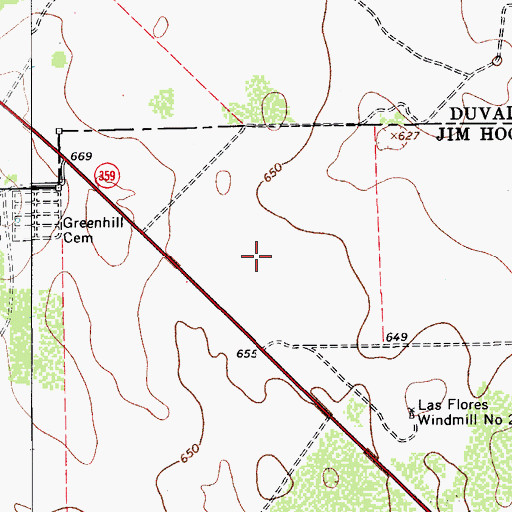 Topographic Map of Jim Hogg County Airport, TX