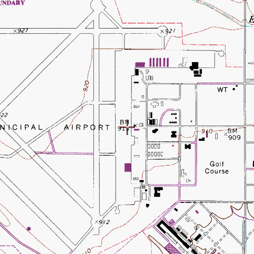 Topographic Map of South Texas Regional Airport at Hondo, TX