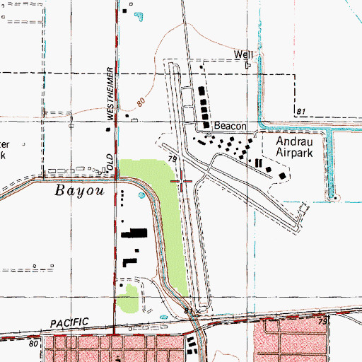 Topographic Map of Andrau Airpark (historical), TX