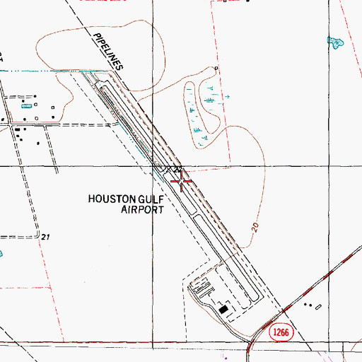 Topographic Map of Houston Gulf Airport (historical), TX