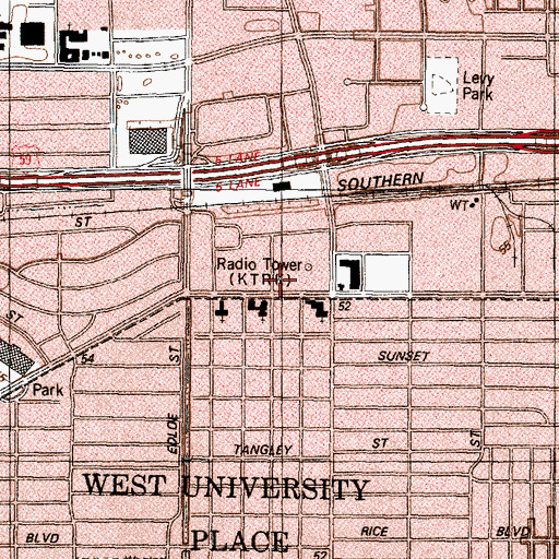 Topographic Map of KTRK-TV Station Heliport, TX