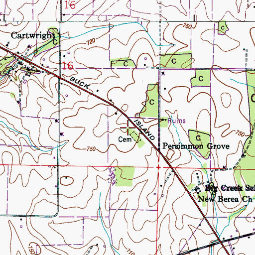 Topographic Map of Persimmon Grove Chapel (historical), AL