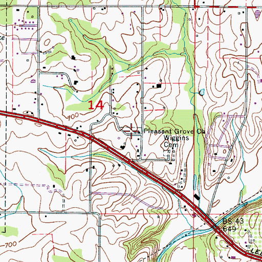 Topographic Map of Pleasant Grove School (historical), AL