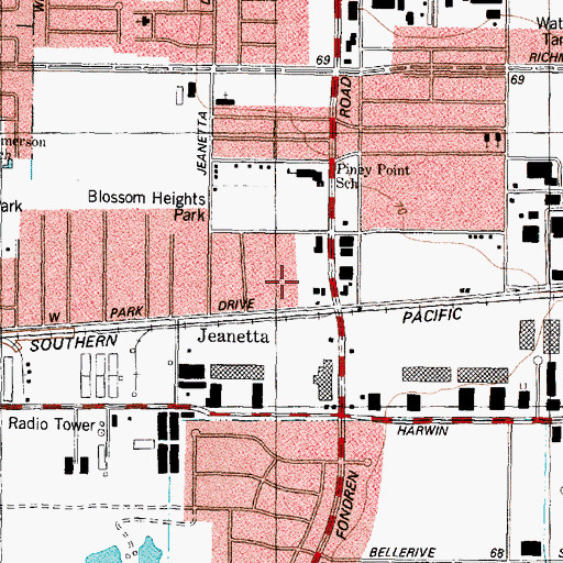 Topographic Map of B and S Warehouse Heliport, TX