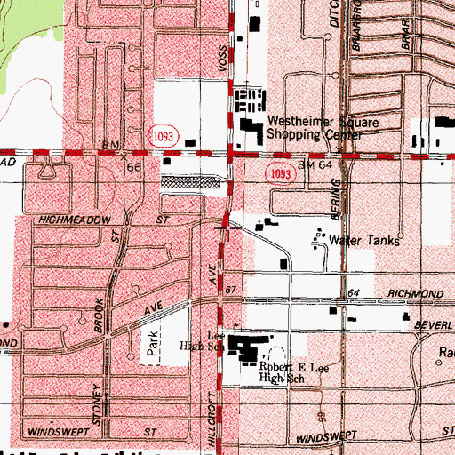 Topographic Map of First Bank Plaza Garage Heliport, TX