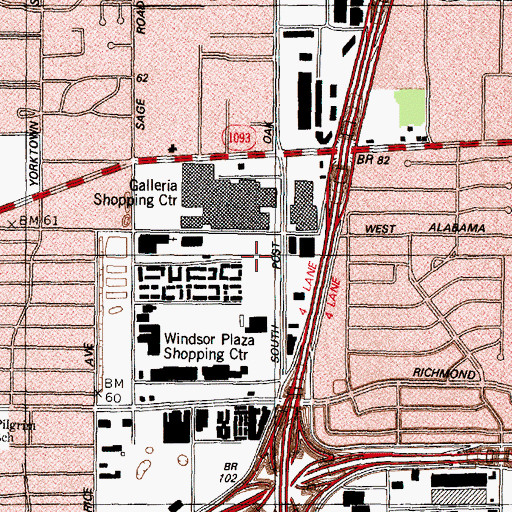 Topographic Map of Transco Tower Garage Heliport, TX