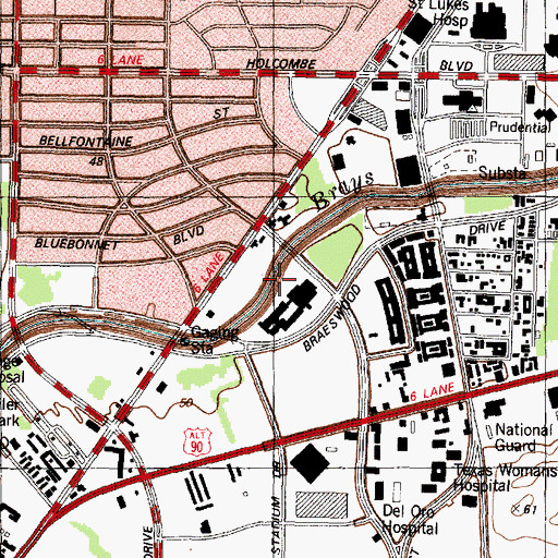 Topographic Map of Marriott Astrodome Heliport, TX