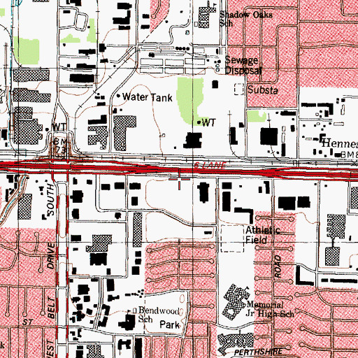 Topographic Map of Town and Country Heliport, TX