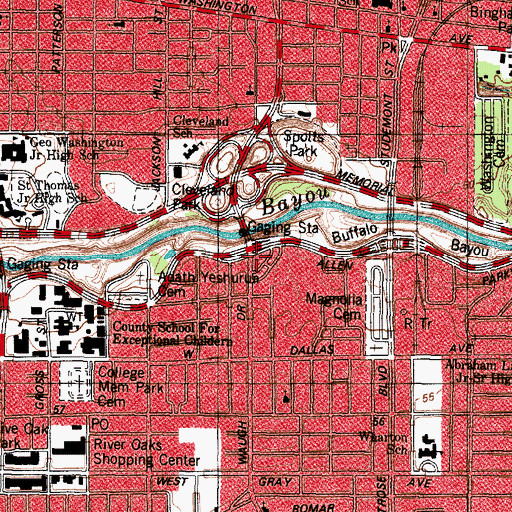 Topographic Map of The America Tower Heliport, TX