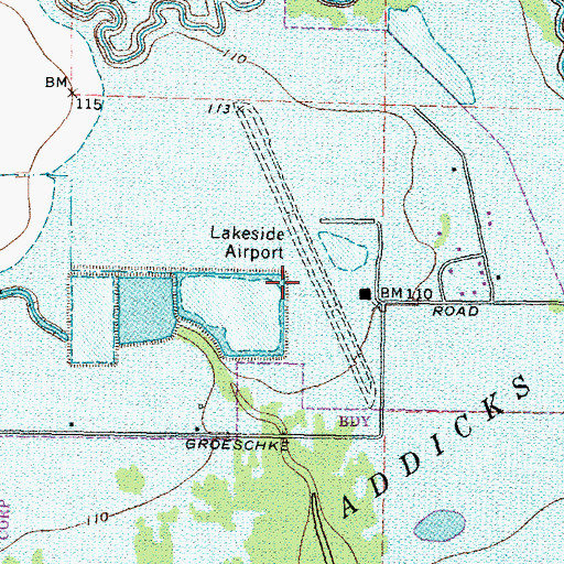 Topographic Map of West Houston Airport, TX