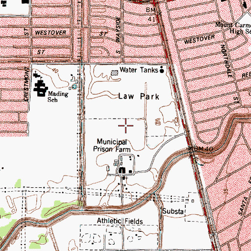 Topographic Map of Houston Police Command Station Heliport, TX