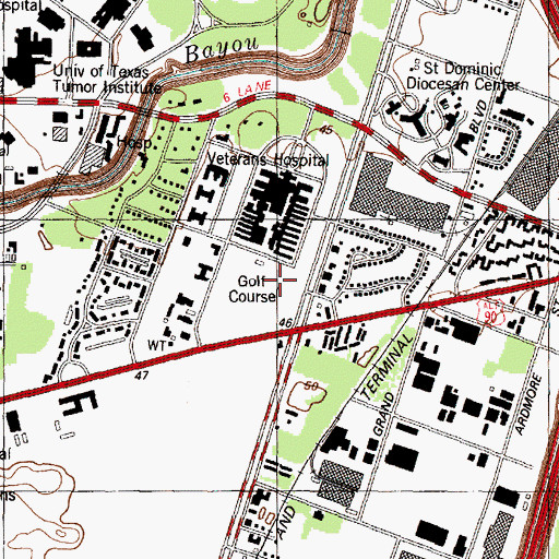 Topographic Map of Veterans Affairs Medical Center Heliport, TX