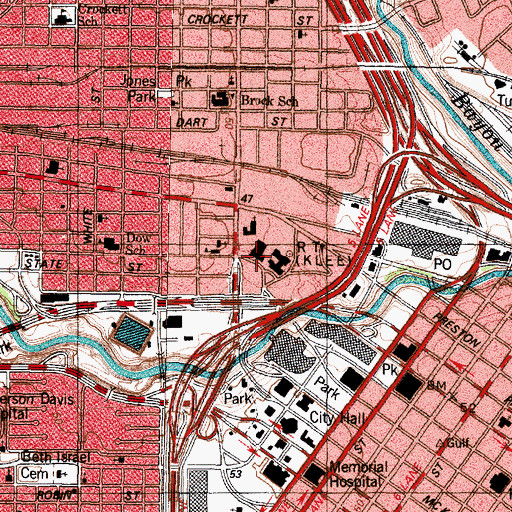 Topographic Map of Police Headquarters Heliport, TX