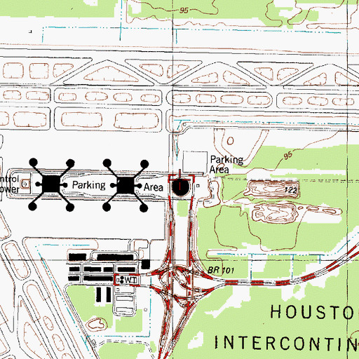 Topographic Map of George Bush Intercontinental/Houston Airport, TX