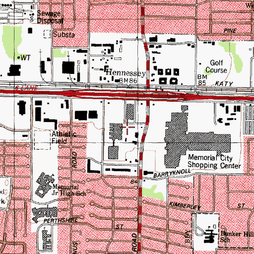 Topographic Map of Memorial City General Hospital Heliport, TX