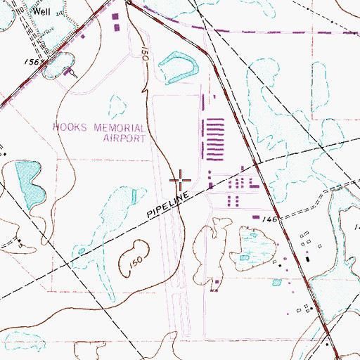 Topographic Map of David Wayne Hooks Memorial Airport, TX