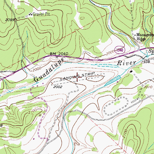 Topographic Map of Stowers Ranch Airport (historical), TX