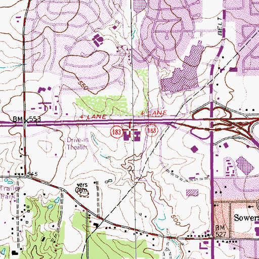 Topographic Map of McDavid Pontiac Company Heliport, TX