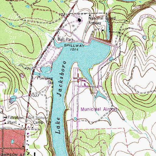 Topographic Map of Jacksboro Municipal Airport, TX