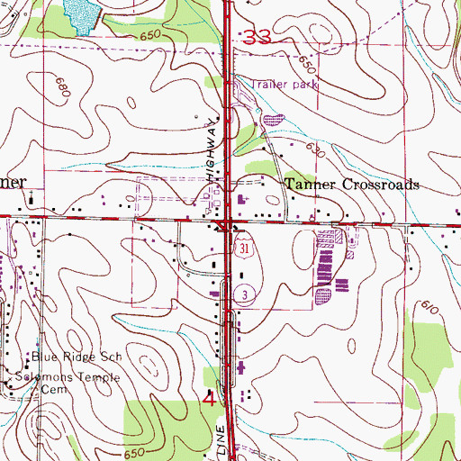 Topographic Map of Stewarts Store (historical), AL