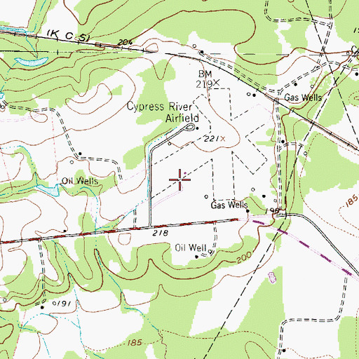 Topographic Map of Cypress River Airport, TX