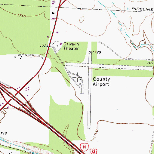 Topographic Map of Kimble County Airport, TX