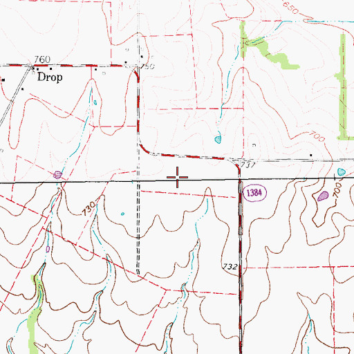 Topographic Map of Drop Field (historical), TX