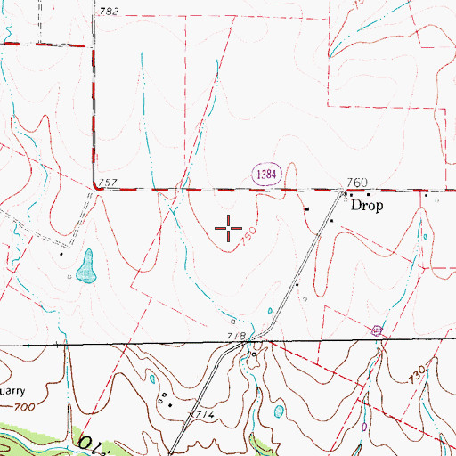 Topographic Map of Dew Drop Airport, TX