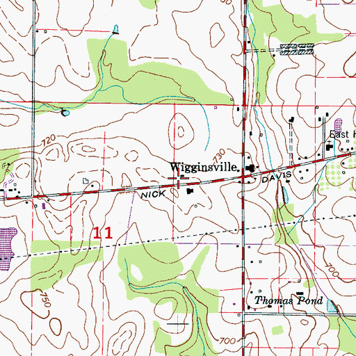 Topographic Map of Thomas Store (historical), AL