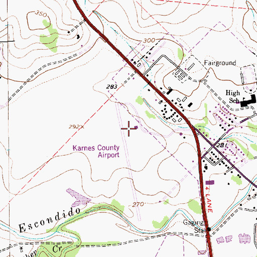Topographic Map of Karnes County Airport, TX