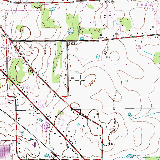 Topographic Map of Birk Airport, TX