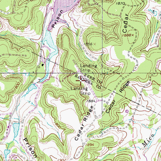 Topographic Map of Prison Canyon Ranch Airport (historical), TX