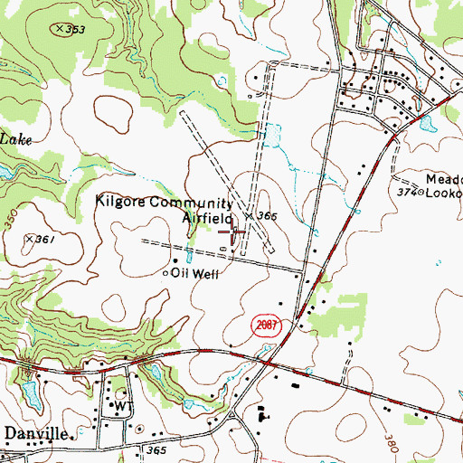 Topographic Map of Kilgore Airport, TX