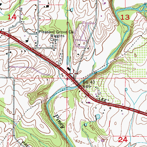 Topographic Map of Turner Hill School (historical), AL