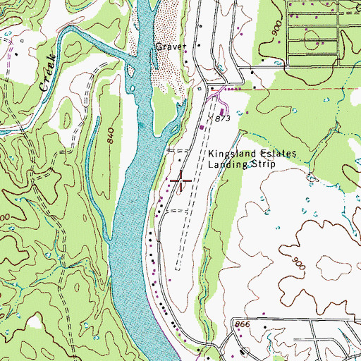 Topographic Map of Kingsland Estates Airport, TX