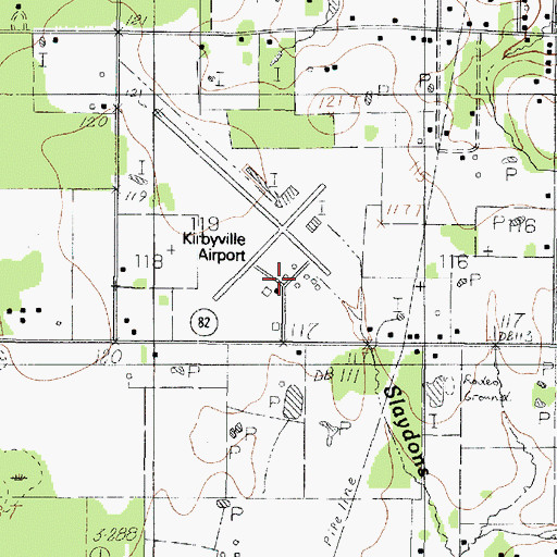 Topographic Map of Kirbyville Airport, TX
