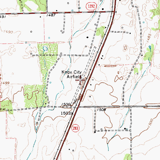 Topographic Map of Harrison Field of Knox City, TX