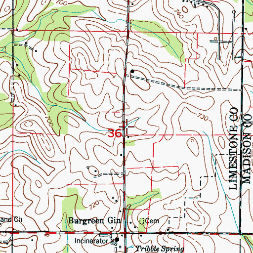 Topographic Map of Waldo Chapel (historical), AL