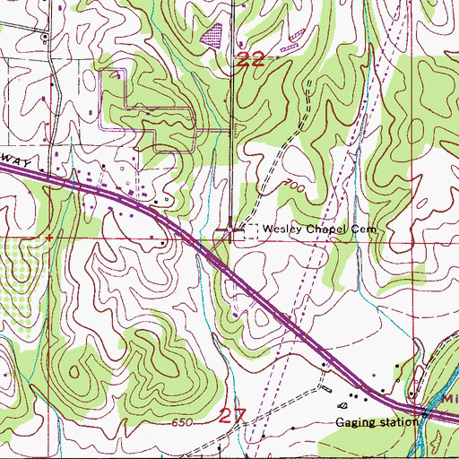 Topographic Map of Wesley Chapel (historical), AL