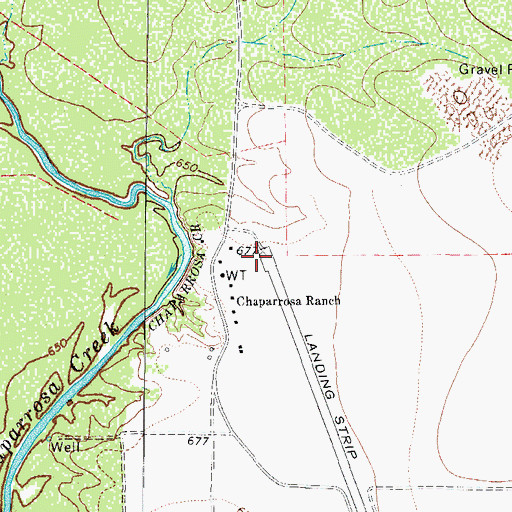Topographic Map of Chaparrosa Ranch Airport, TX