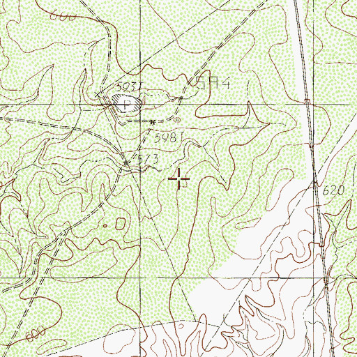 Topographic Map of Rachal Airport (historical), TX