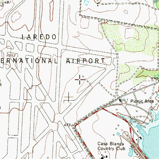 Topographic Map of Laredo International Airport, TX