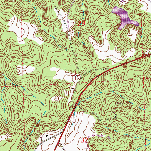 Topographic Map of Bass Cemetery, AL