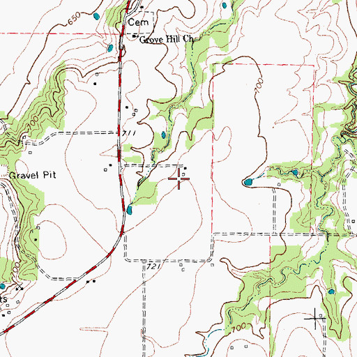 Topographic Map of Grove Hill Airport, TX