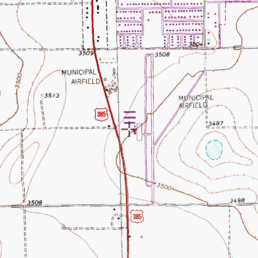 Topographic Map of Levelland Municipal Airport, TX