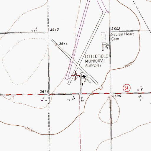 Topographic Map of Littlefield Taylor Brown Municipal Airport, TX