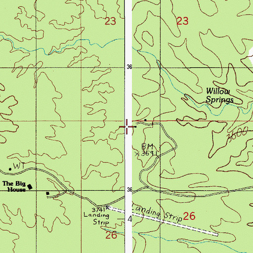 Topographic Map of Willow Springs Ranch, AZ