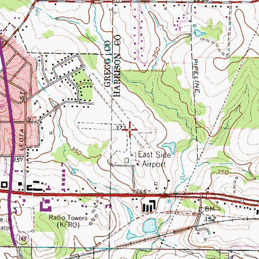 Topographic Map of East Side Airport, TX