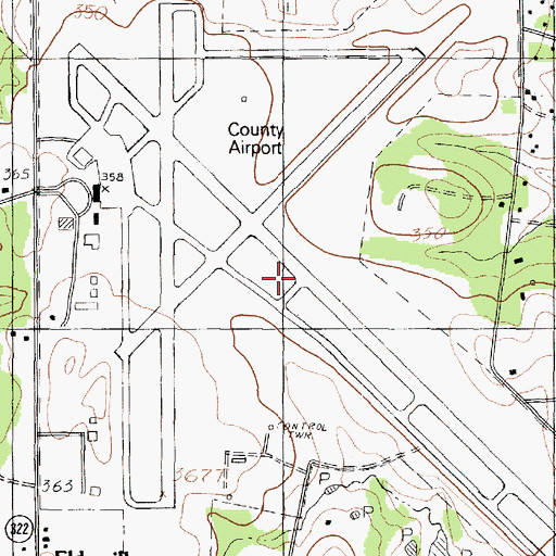 Topographic Map of East Texas Regional Airport, TX