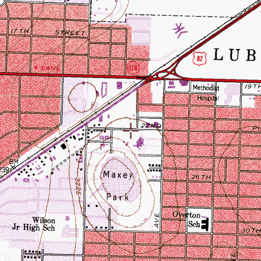 Topographic Map of Saint Mary of the Plains Hospital Heliport, TX